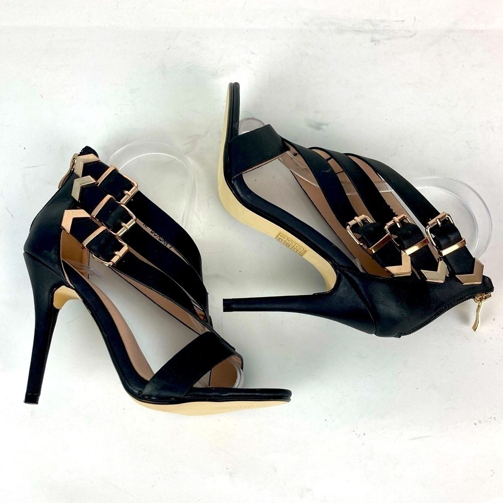 MACHI Black Strappy Boadan Heels/ Sandals   Size 7 - Picture 4 of 14